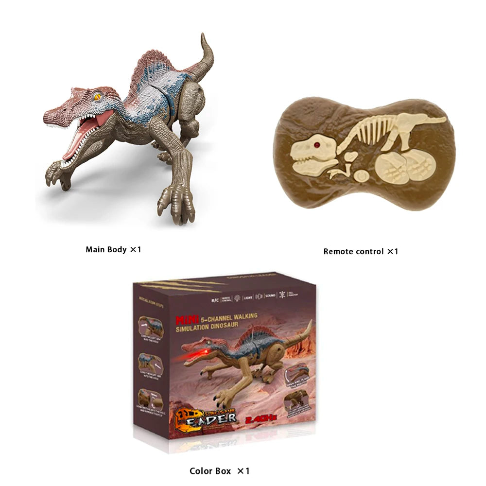 2.4GHz Remote Control Dinosaur Robot Walking And Roaring Mini Dinosaur Light And Sound Ideal Children's Birthday Christmas Gift
