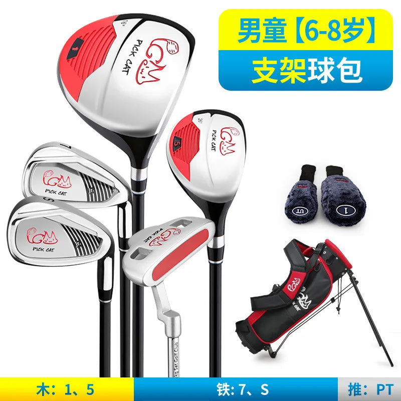 PGM 3-12 Years Old Kids Golf Club Set Children's Boy Girl Beginner's Golf Training Wood Iron Swing Putter Bag Gift JRTG007