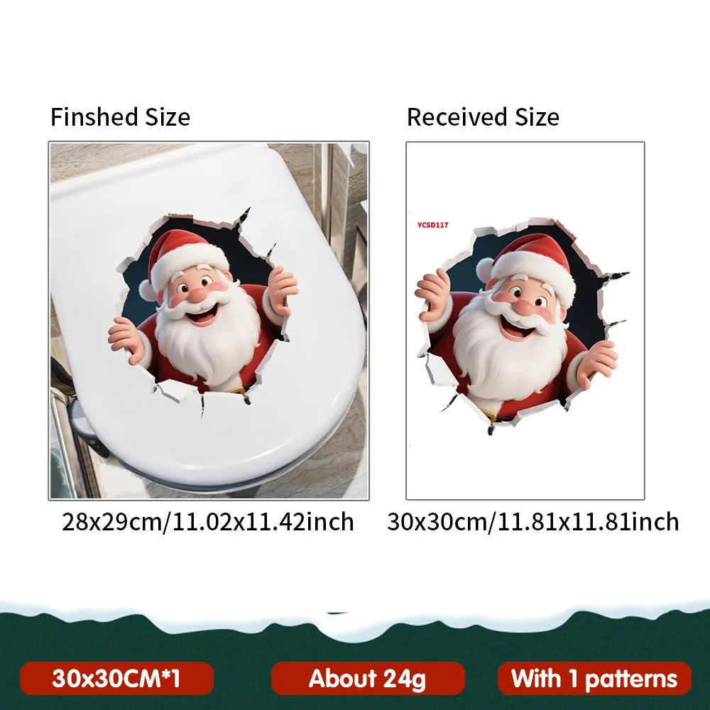 Christmas 3D Santa Break-Through Wall & Window Sticker – PVC Decoration