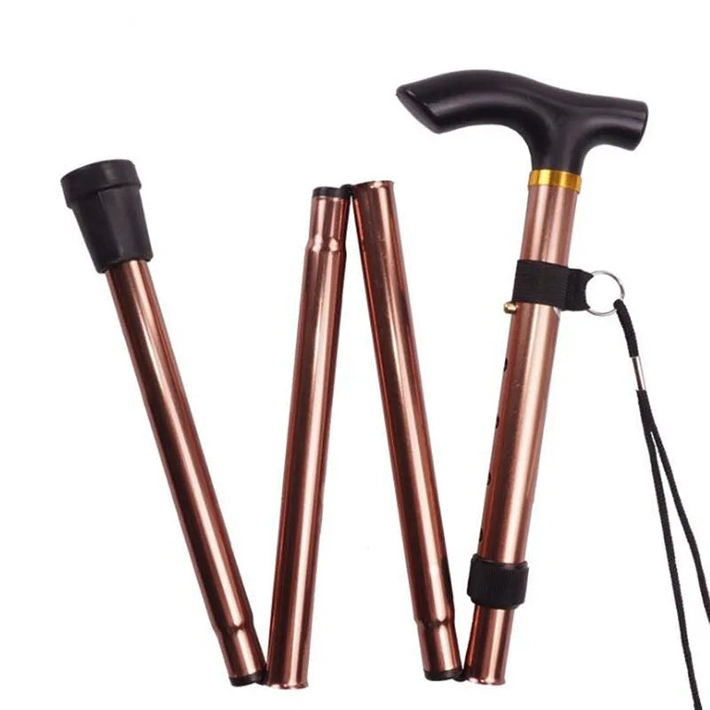 Outdoor Mountaineering Trekking Folding Trekking Pole Five Telescopic Crutches Travel Climbing Sports Aluminum Alloy Cane