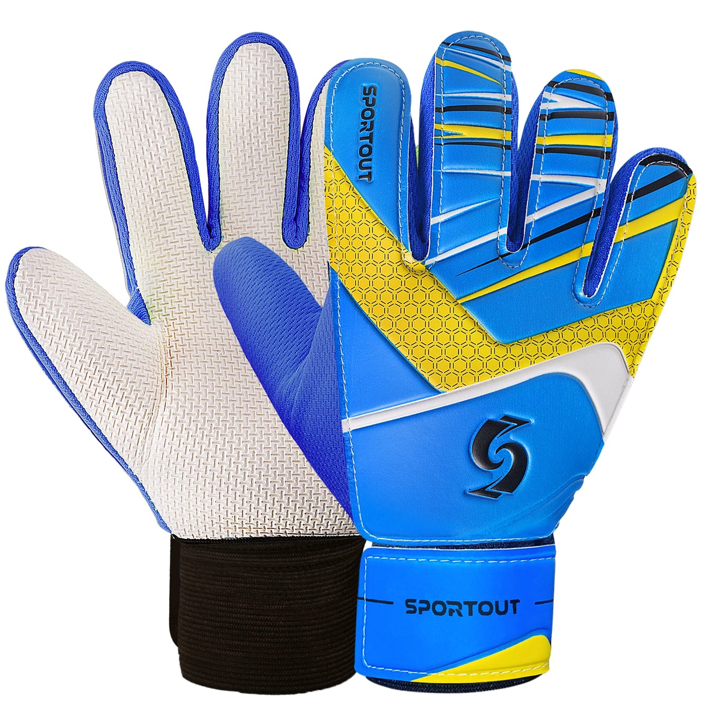 Sportout Kids Goalkeeper Gloves, Soccer Gloves with Double Wrist Protection and Non-Slip Wear Resistant Latex Material