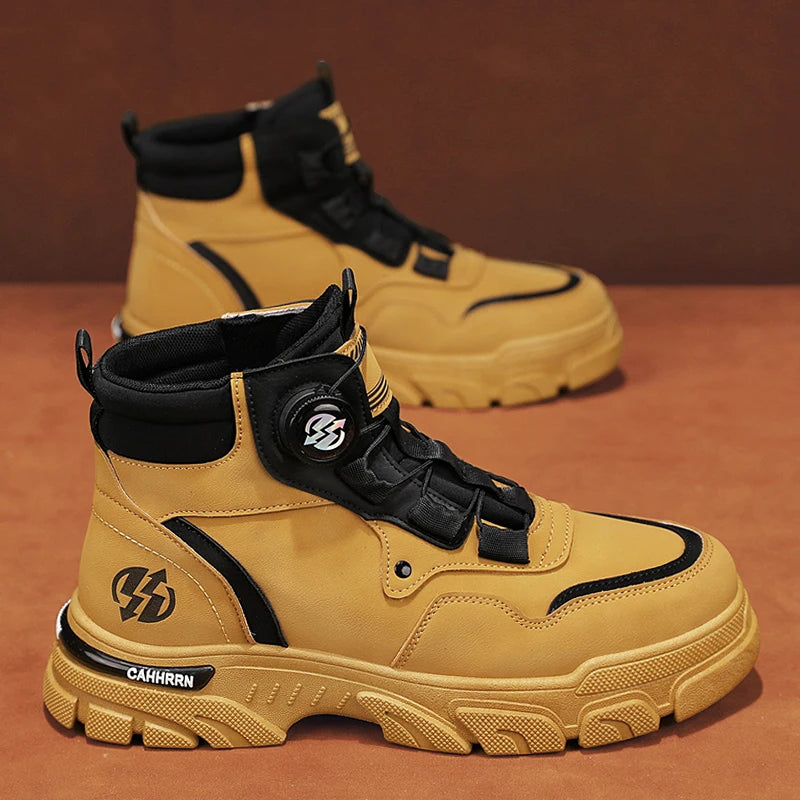 Winter Leather Boots Ankle Outdoor Work Chelsea Style