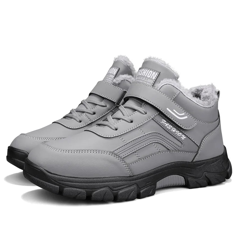 Winter Boots for Men New Waterproof PU Leather Warm Snow Ankle Boots Outdoor Warm Plush Non-slip Work High-top Casual Shoes