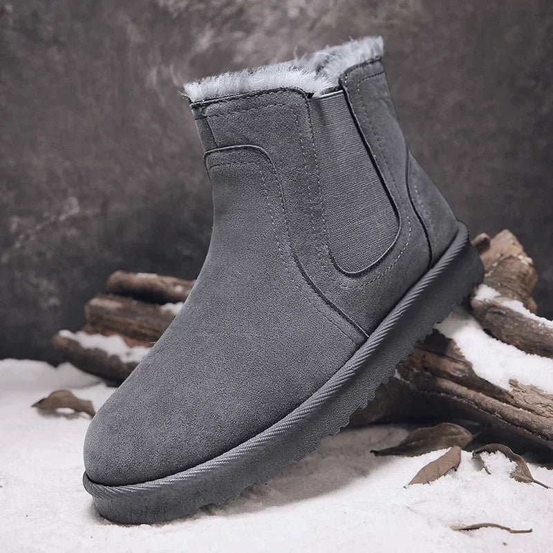 Leather High Top Winter Boots For Men With Plush Lining Outdoor Snow