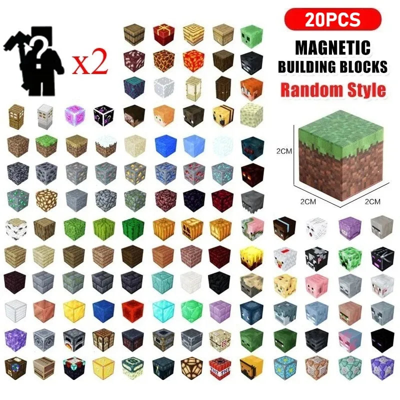 Random Magnetic Building Blocks Mine World Building Toys Boy Girl DIY STEM Montessori Sensory Cubes Toddlers Education Gift