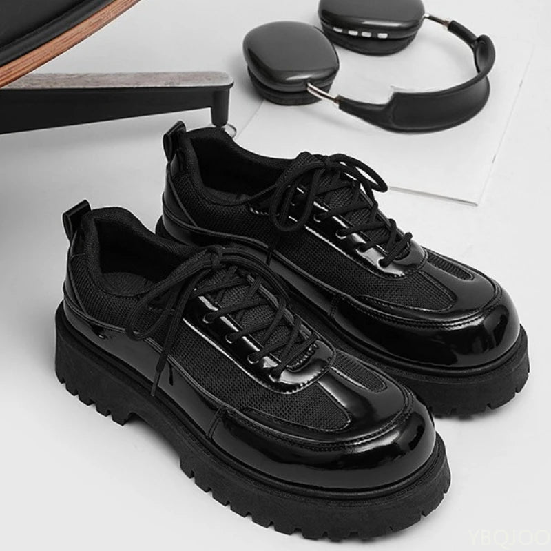 Men's Lace-Up Low-Top Shoes With Thick Sole PU Insole And PU Lining