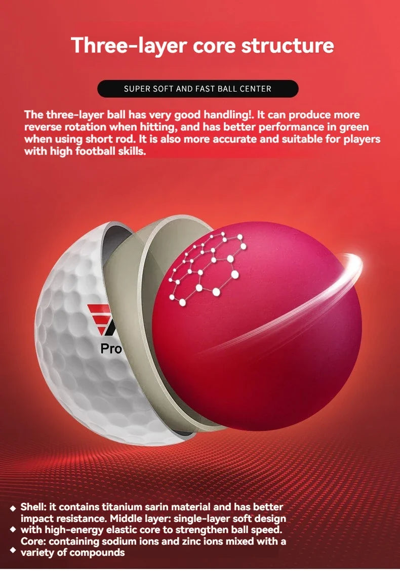 PGM Three-Layer Golf Balls Practice Performance Golf Ball Training for Distance Straight Shots Golf Design for Golfers Sport
