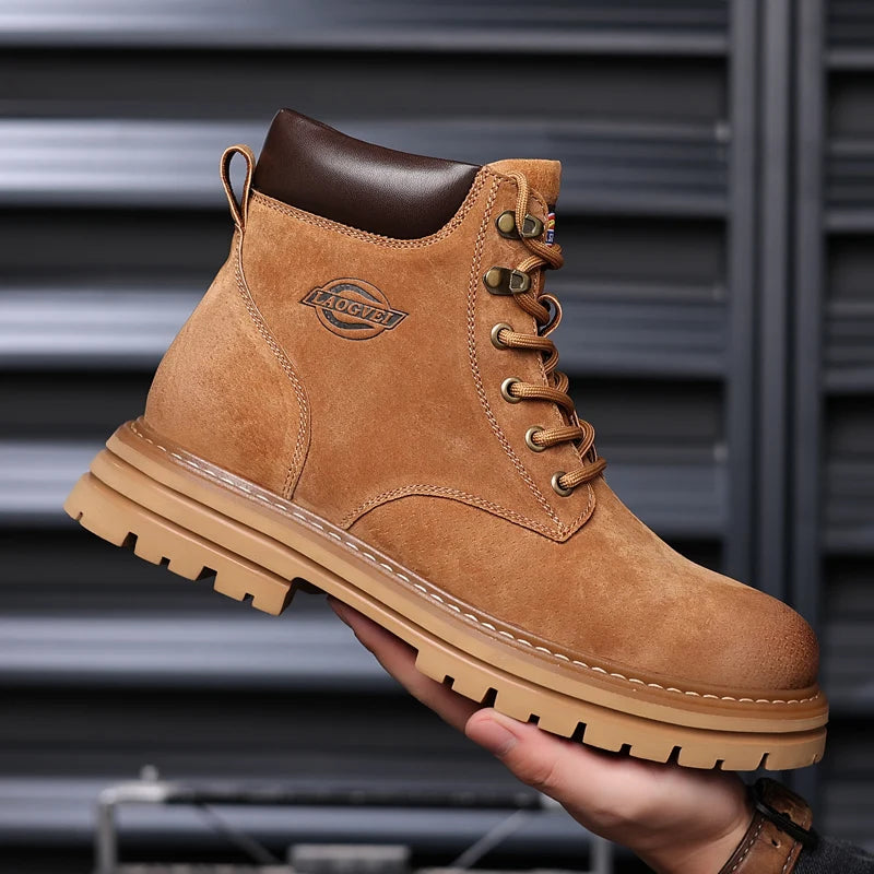 High Quality Men Shoes Genuine Leather Men Boots Outdoor Casual Shoes for Men Platform Boots Plush Ankle Boots Botas Para Hombre