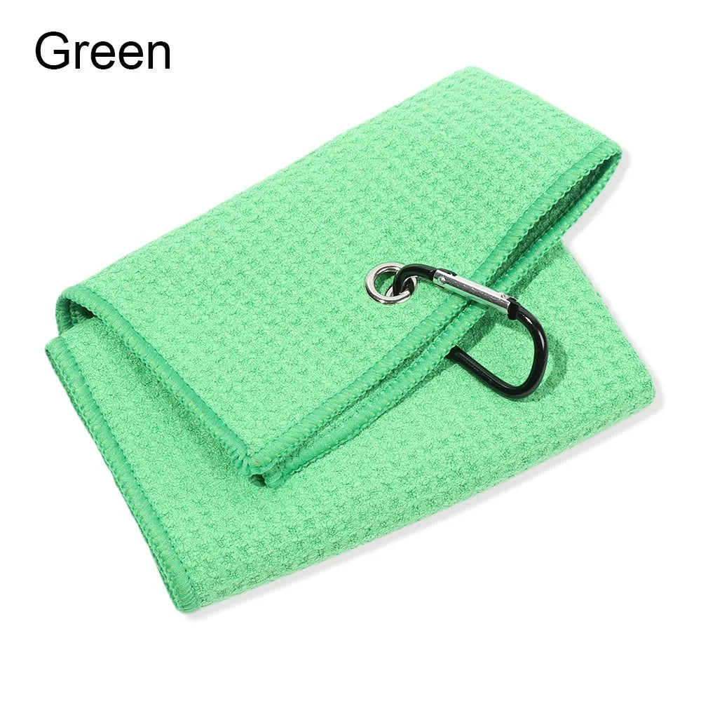 Cotton High Water Absorption Microfiber Cleaning Towels Golf Towel With Carabiner Hook Cleans Clubs