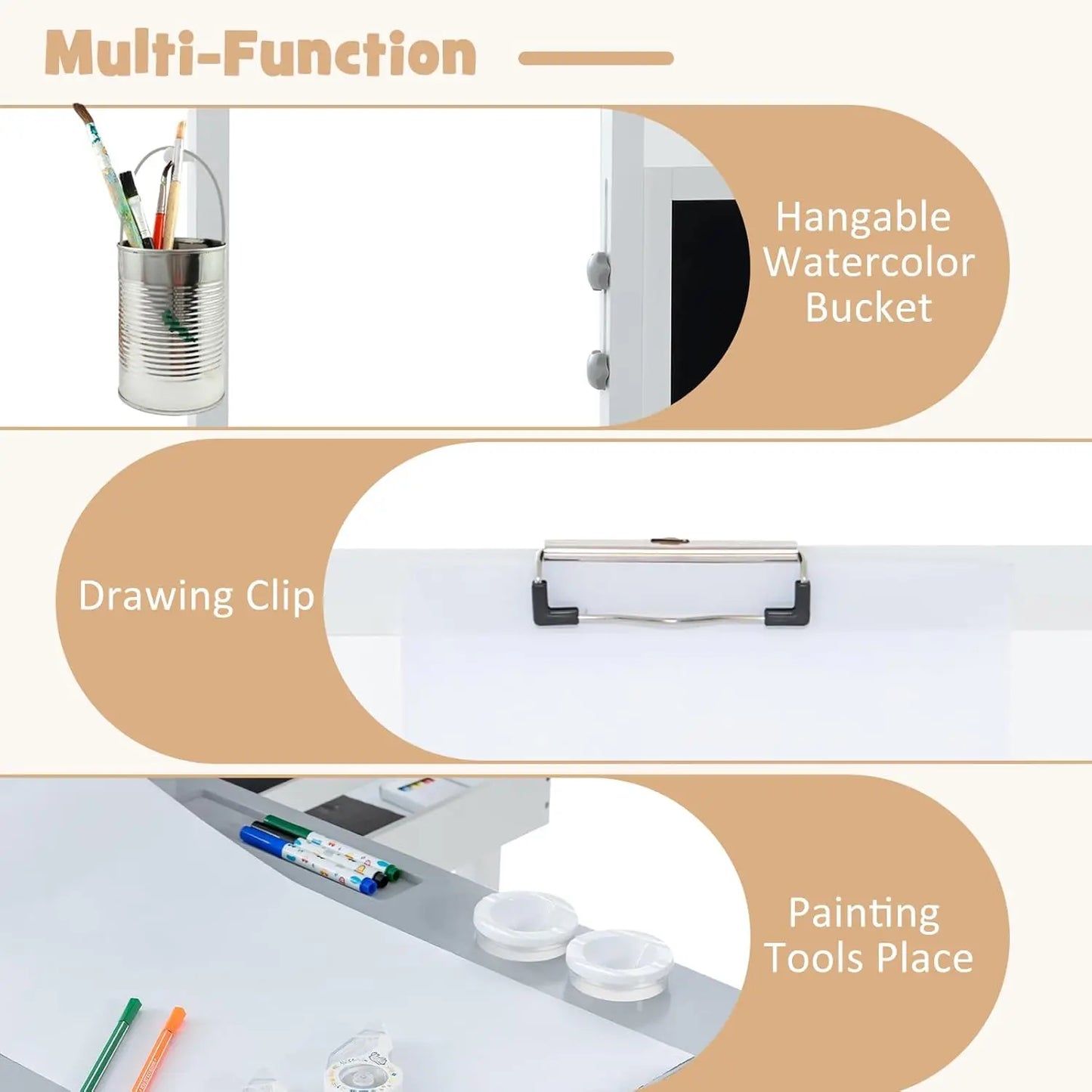 3-in-1 Adjustable Kids Art Table & Chair Set with Dual-Sided Easel, Paper Roll & Storage for Drawing & Play
