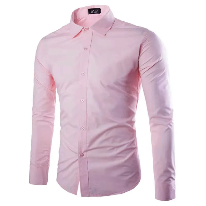14 Colors Solid Color Men's Fashionable Candy Color Shirt Men's Casual Long Sleeve Shirt for Men