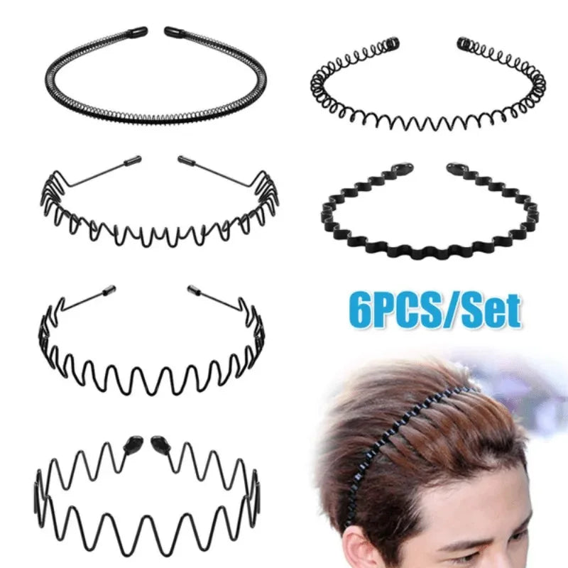 6PCS Unisex Metal Hairband, Toothed Comb Is Non - slip, Elastic and Smooth, Suitable for Outdoor Sports, Beauty Care, etc.