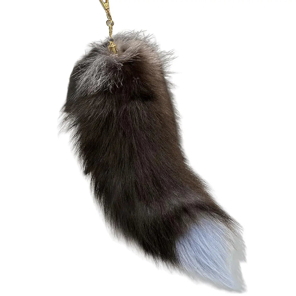 Fluffy Faux Fur Fox Tail Keychain for Bags & Keys