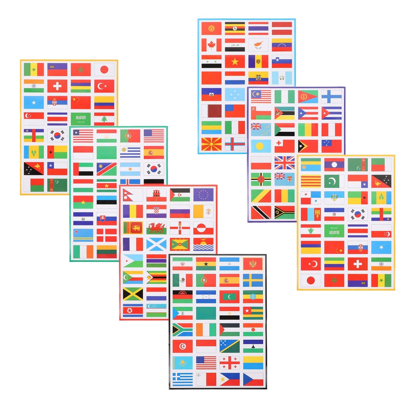 224PCS World Flags Stickers - 7 Sheets, Multi-Country Map & Football Team Decals for Travel, World Cup, Face & Laptop Decor
