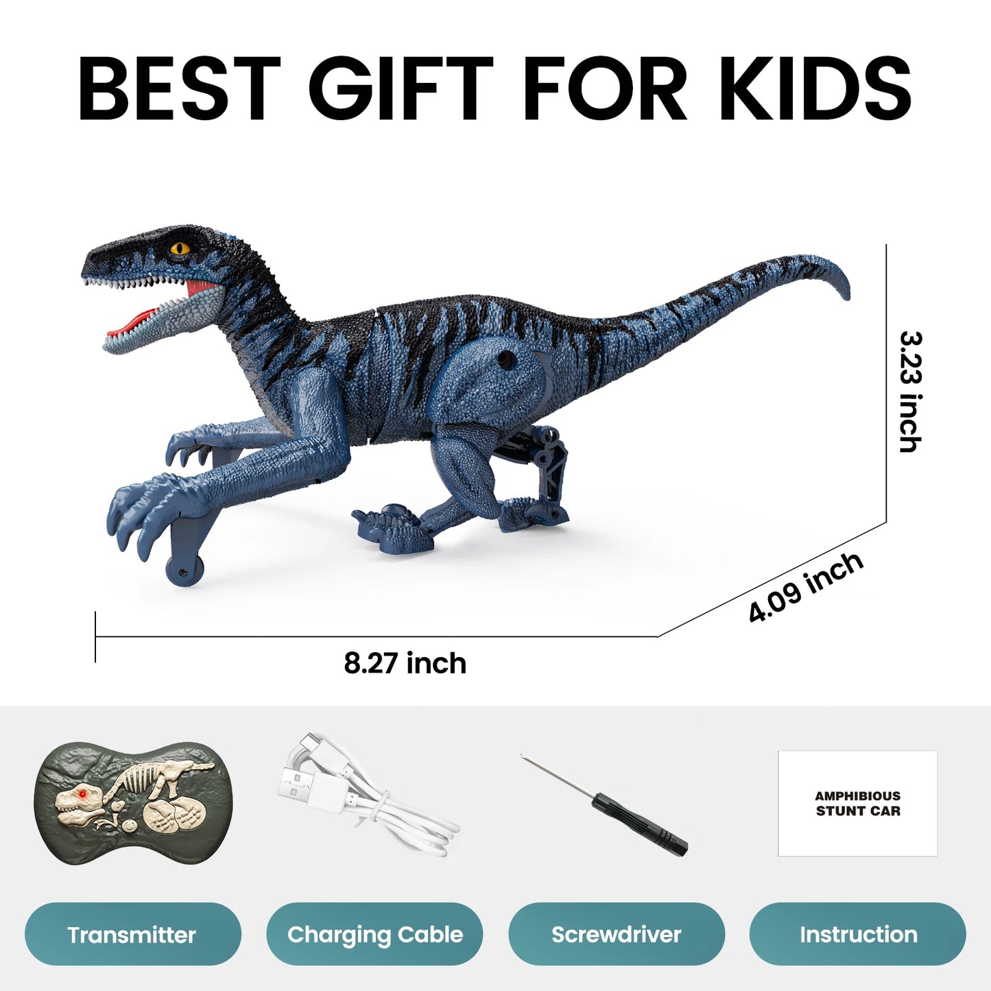 Sinovan Remote Control Dinosaur Toys for Kids, 2.4GHz Robot Walking Dinosaur Toys, Simulation Velociraptor, Gifts for Boys 3-5