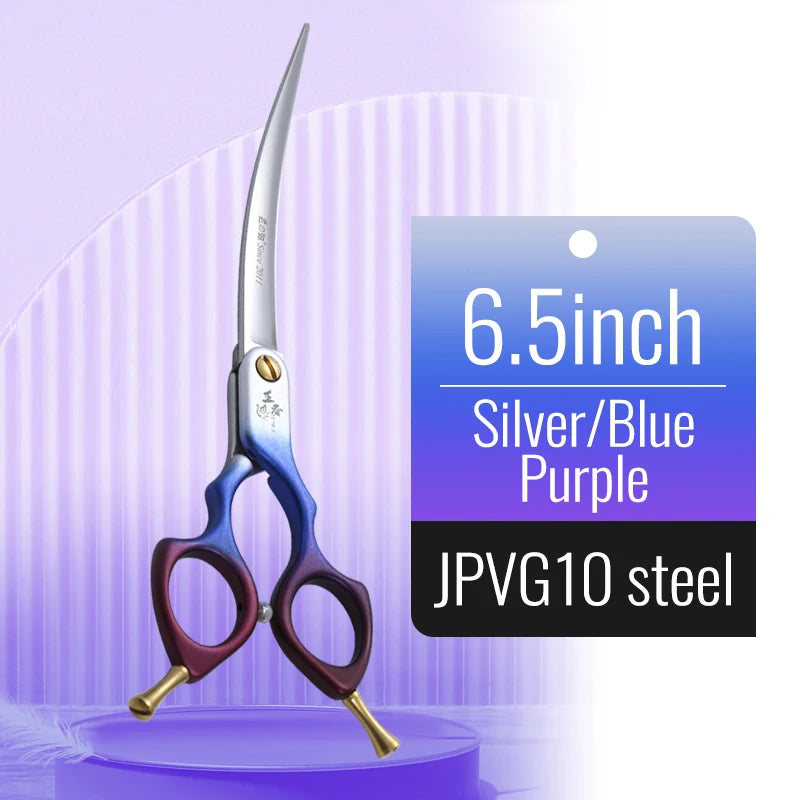 Premium Dog Grooming Curved Scissors – Alloy Handle, 440C Stainless Steel, Professional Pet Shears