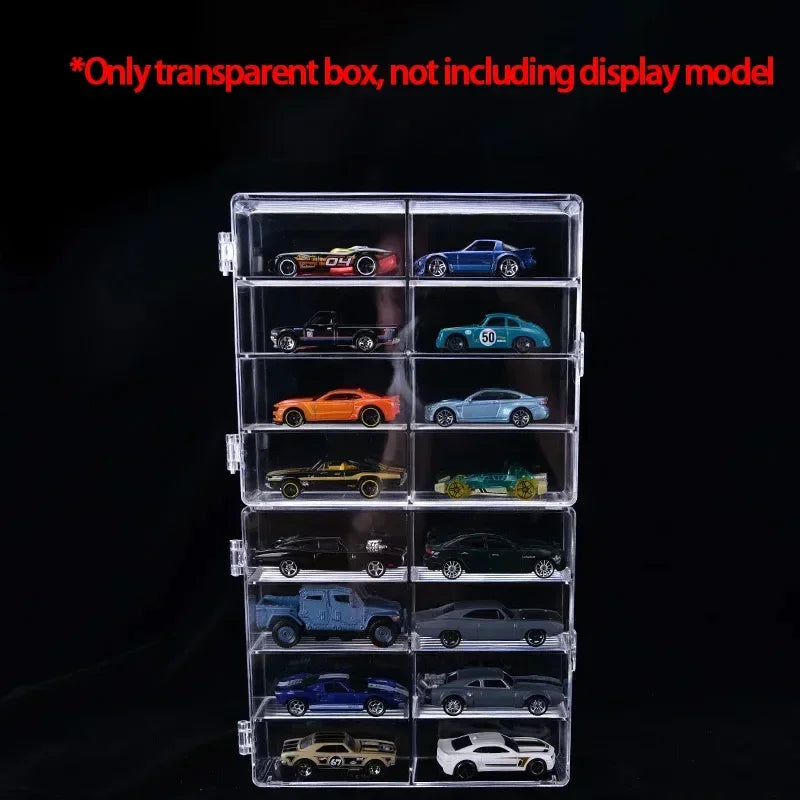 Acrylic Car Display Box 1:64 For Hot Wheels Car Model Toy 8 Grid Cabinet Rack Dustproof Stackable Car Storage Boxes Transparent