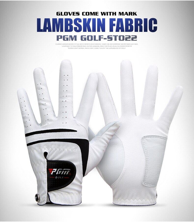 PGM Men Golf  Gloves White Breathable Kid-lambskin Genuine Leather Sport Hand Glove Wear Single Left Right Handed Batting ST022