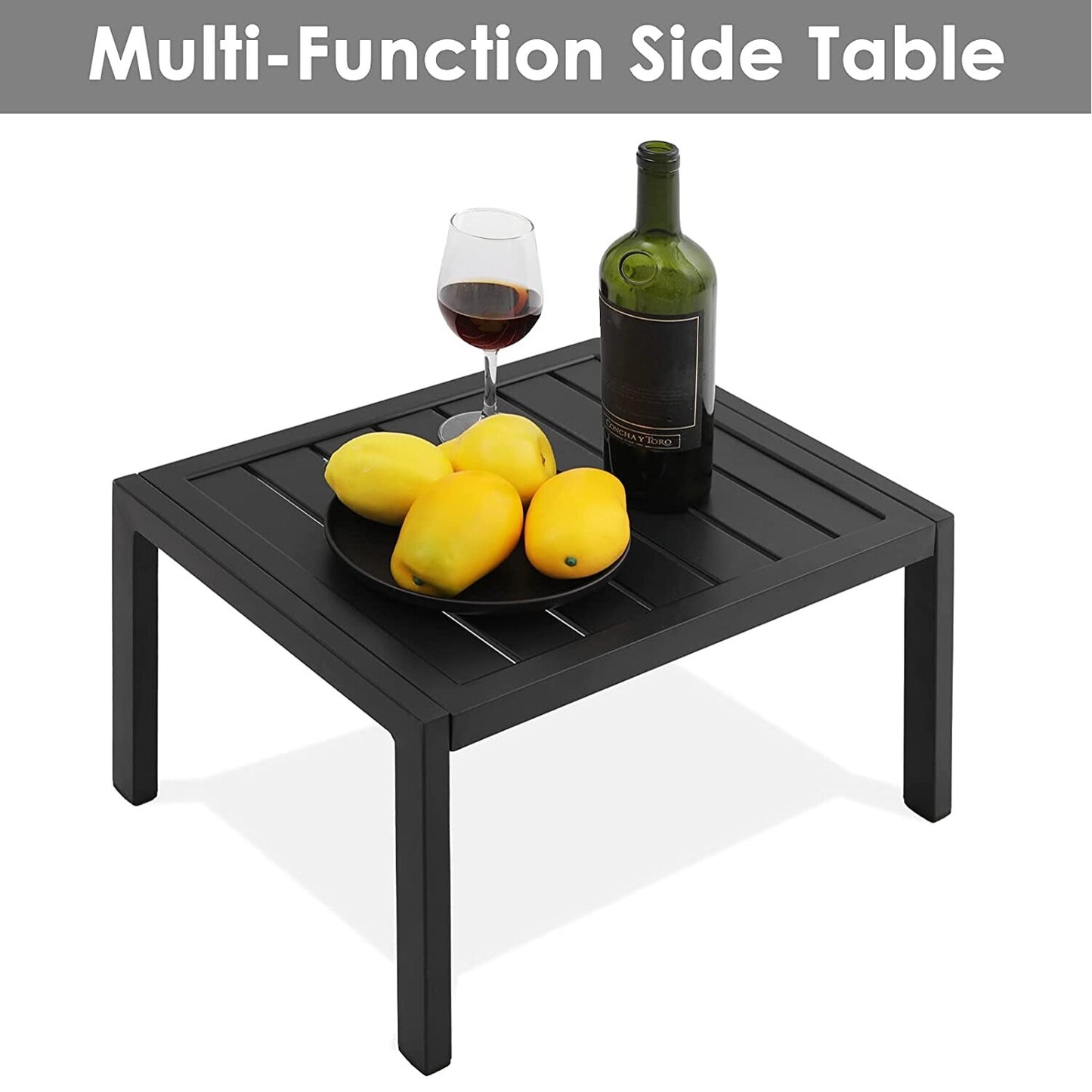 Aluminum Lounge Chair for Outside with 5 Adjustable Positions+Table 3Pcs Chaise Outdoor for Pool, Garden,Beach,Camping,Backyard