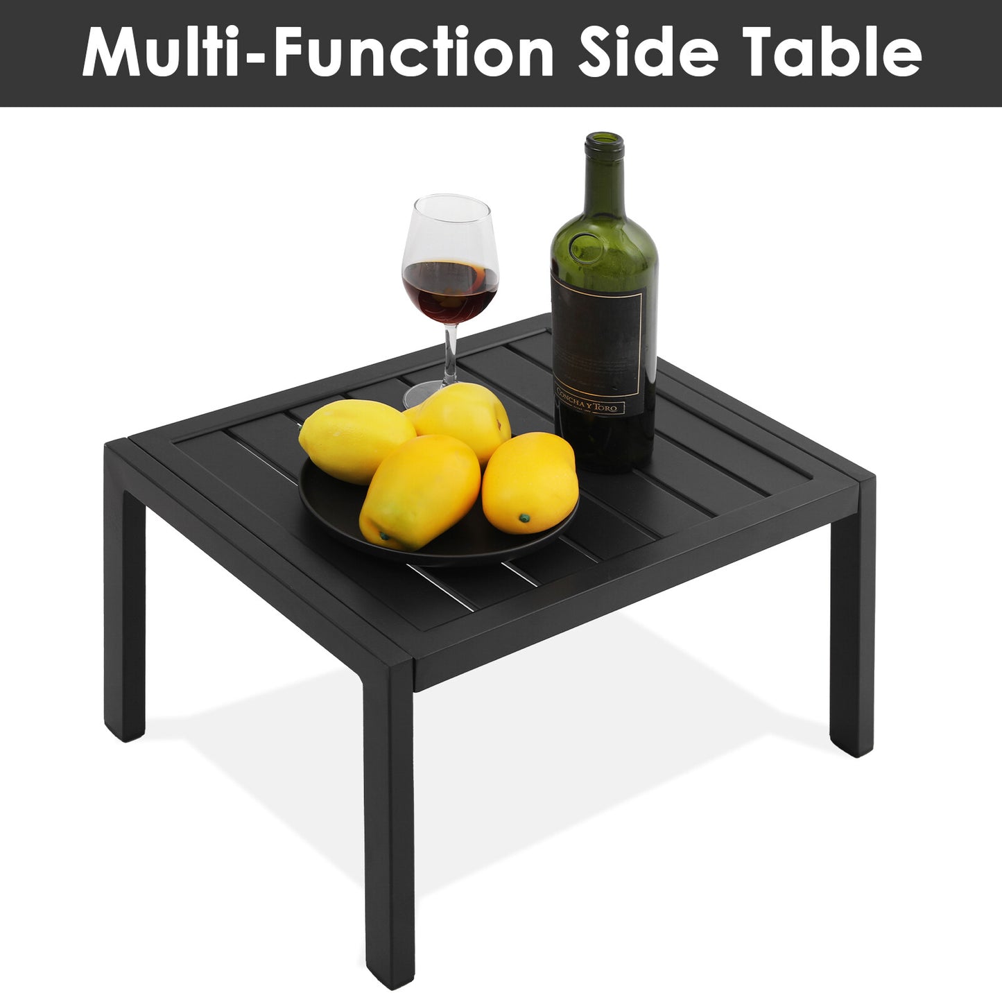 Aluminum Lounge Chair for Outside with 5 Adjustable Positions+Table 3Pcs Chaise Outdoor for Pool, Garden,Beach,Camping,Backyard