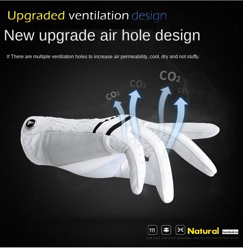 PGM Men Golf  Gloves White Breathable Kid-lambskin Genuine Leather Sport Hand Glove Wear Single Left Right Handed Batting ST022