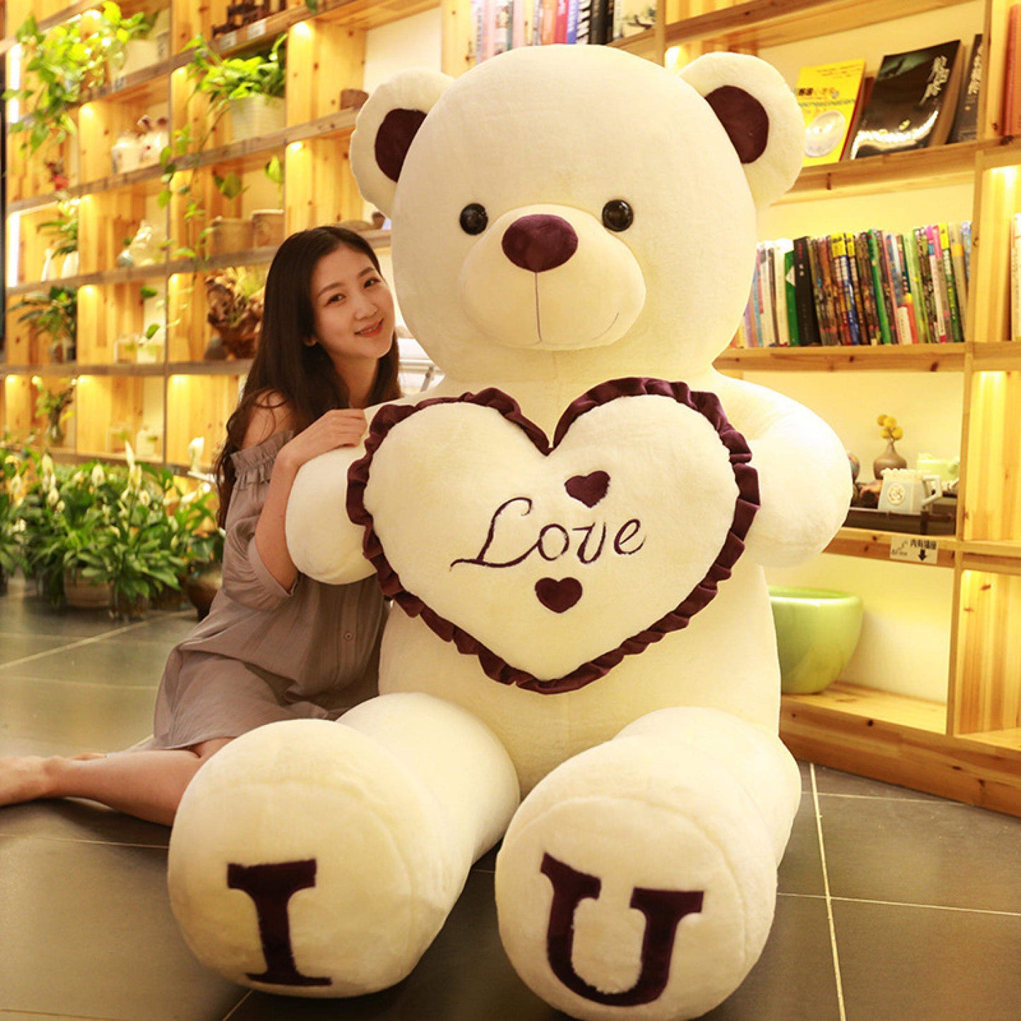 100cm Big I LOVE YOU Bear Plush Toy Lovely Huge Stuffed Soft Bear Doll Lover Bear Kids Toy Birthday Gift For Girlfriends