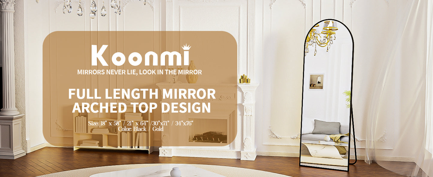 Arched Full Length Floor Mirror 71x26 Glass Modern Minimalist