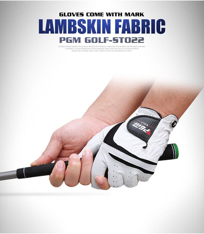 PGM Men Golf  Gloves White Breathable Kid-lambskin Genuine Leather Sport Hand Glove Wear Single Left Right Handed Batting ST022