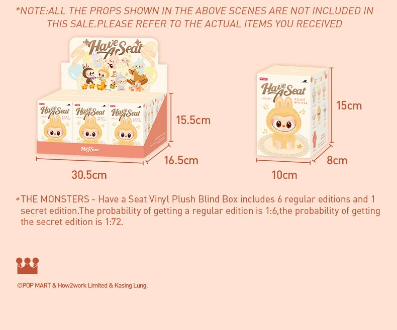 POP MART THE MONSTERS LABUBU - Have a Seat Series Vinyl Plush Blind Box Guess Bag Toys Doll Cute Anime Figure Desktop Ornam