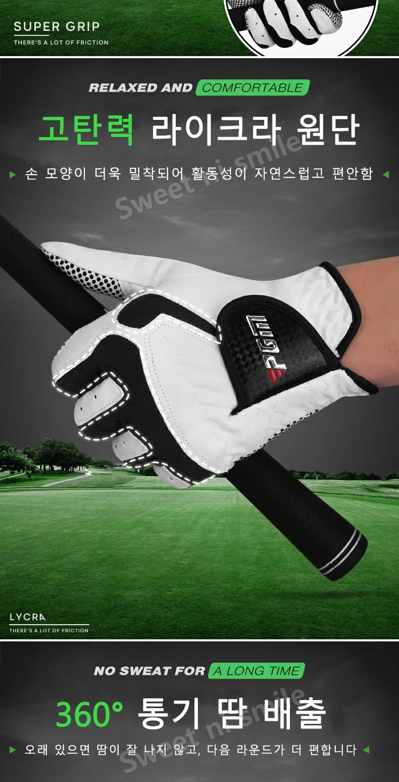 PGM Professional Golf Gloves Microfiber Cloth Fabric Breathable Non-Slip Gloves Club Swing Putting Training Gloves ST017