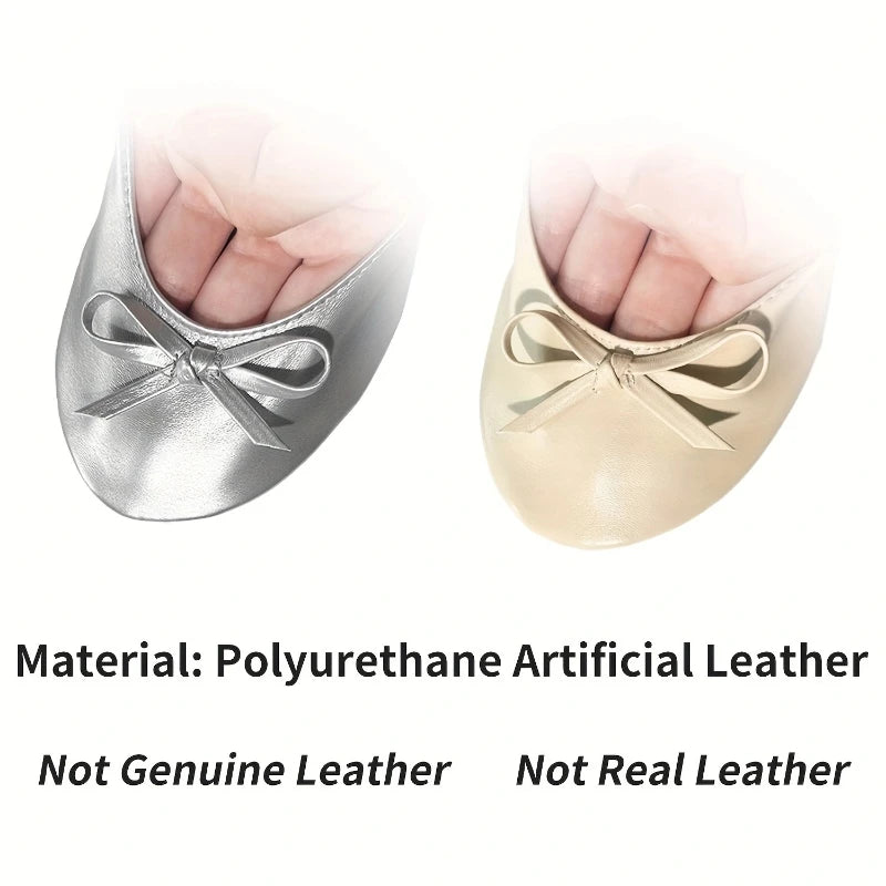 Women's Foldable Portable Ballet Flats Soft Sole Roll Up Slippers Slip OnComfy ancing Flat Shoes for Travel Wedding with Bag