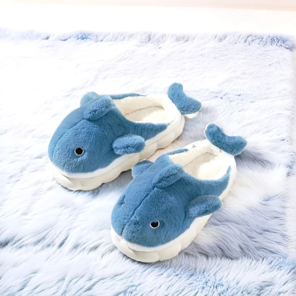 Soft Plush Shark Slippers For Adults Indoor Anti-Skid Winter House Slippers