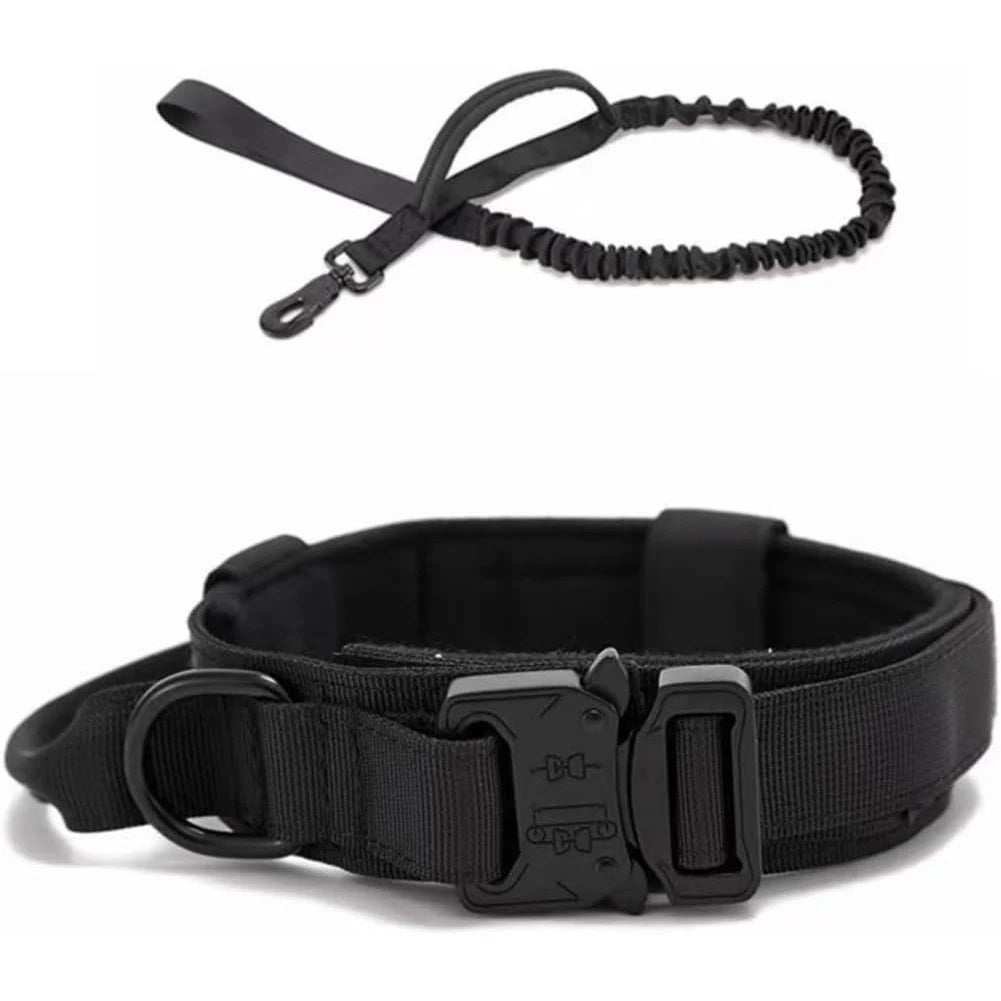 Tactical Dog Leash Collars  Adjustable Nylon Military Dog Collar Leads For Medium Large Dogs German Shepherd Training Hunting
