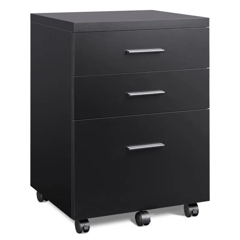 GALAXHERO 3 Drawer Wood File Cabinet Rolling Under Desk Filing Cabinet for Home Office Printer Stand with Wheels