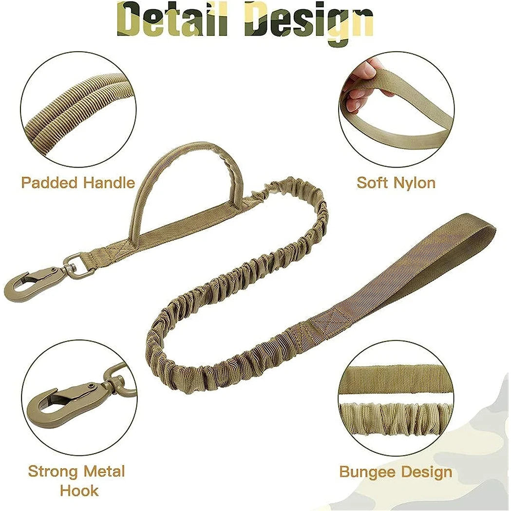 Tactical Dog Leash Collars  Adjustable Nylon Military Dog Collar Leads For Medium Large Dogs German Shepherd Training Hunting