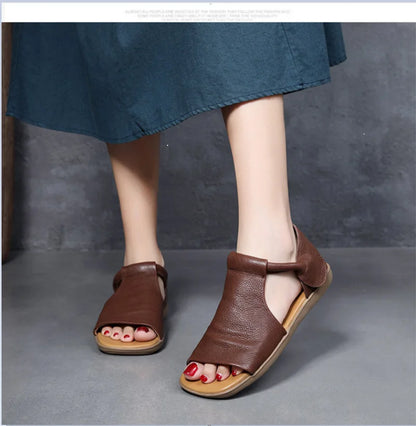 Open-Toe Flat Sandals For Women With Cross Straps And Adjustable Ankle Strap