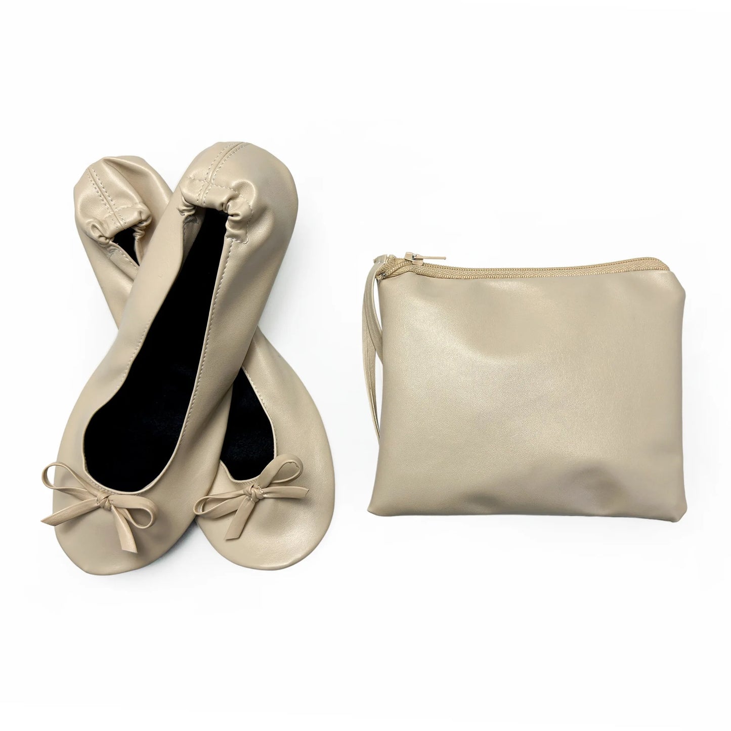 Women's Foldable Portable Ballet Flats For Indoor Use Roll Up Slippers, Conveniently Packaged, With Bag, For Travel Wedding