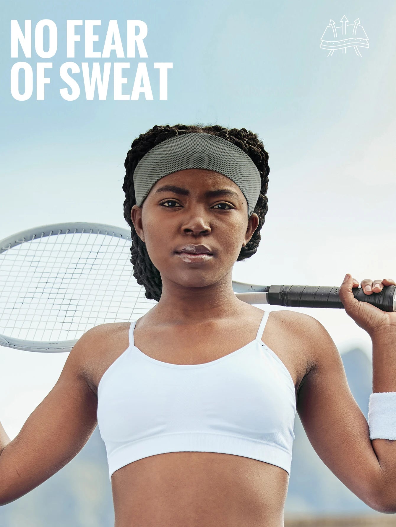 Summer Sport Headband Breathable Fitness Sweatband Non Slip Elastic Tennis Headband Sweat Wicking Lightweight Running Hairband