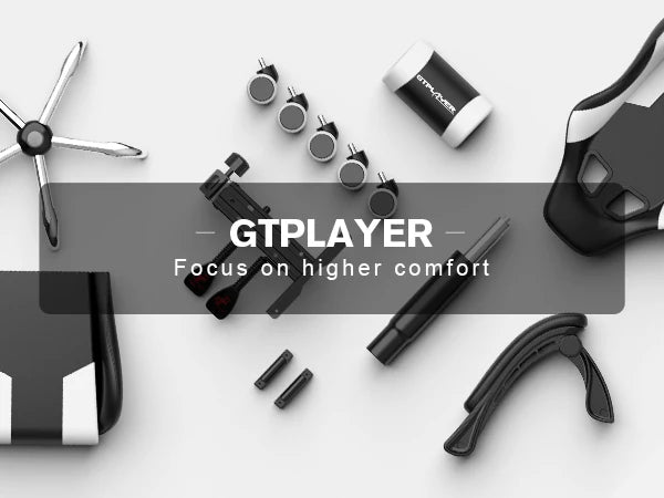 GTPLAYER Gaming Chair with Footrest, Lumbar Support, Adjustable Height, Swivel Seat, Headrest for Office or Gaming