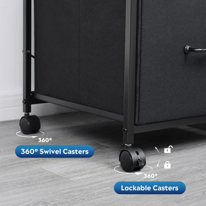 GALAXHERO 3 Drawer Mobile File Cabinet with Storage Shelf Rolling Fabric Filing Cabinet and Printer Stand for Home Office