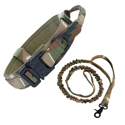 Tactical Nylon Dog Collar With Leash Adjustable For Medium To Large Dogs