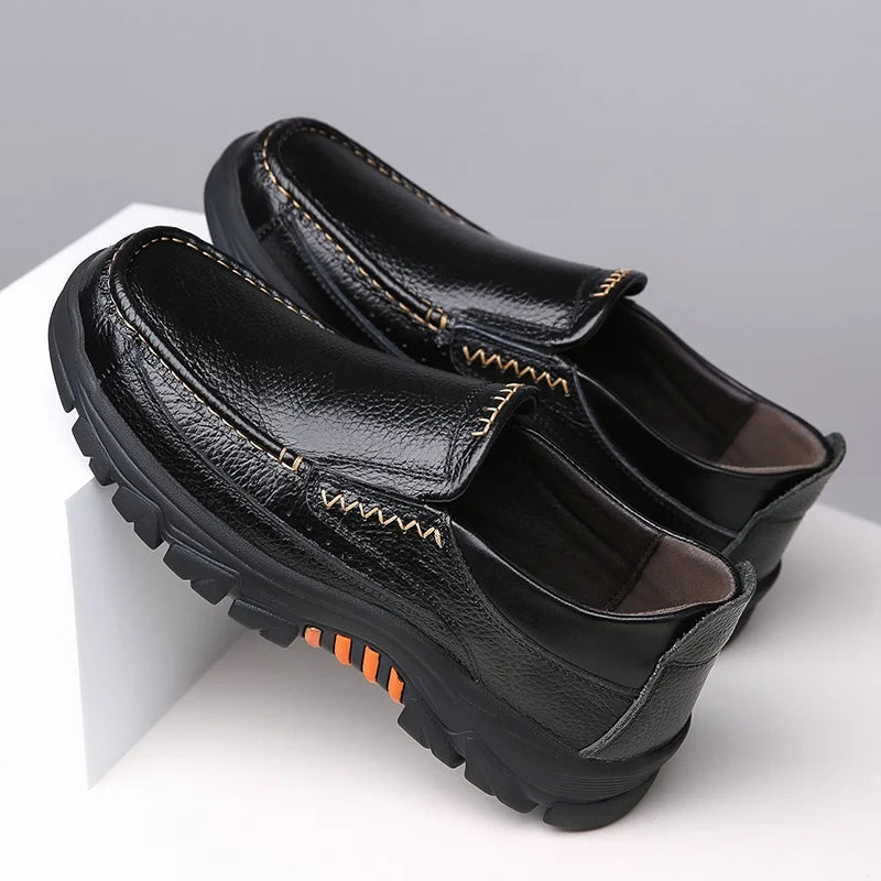 Mens Slip On Casual Loafers With Bonded Leather Upper Rubber Sole