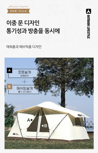 Cotton Camping Tent, Three to Four-Person, Waterproof