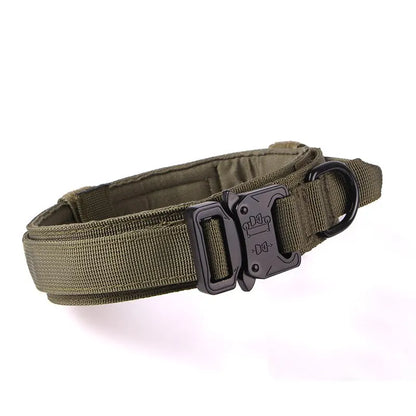 Tactical Nylon Dog Collar With Leash Adjustable For Medium To Large Dogs