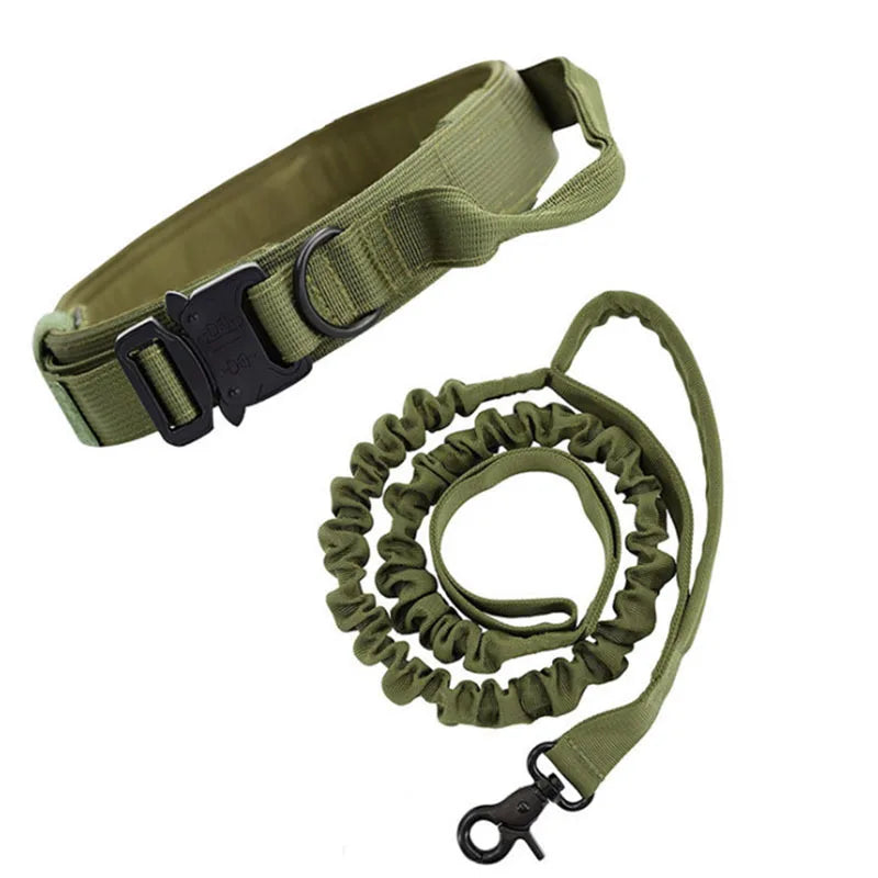 Tactical Dog Leash Collars  Adjustable Nylon Military Dog Collar Leads For Medium Large Dogs German Shepherd Training Hunting