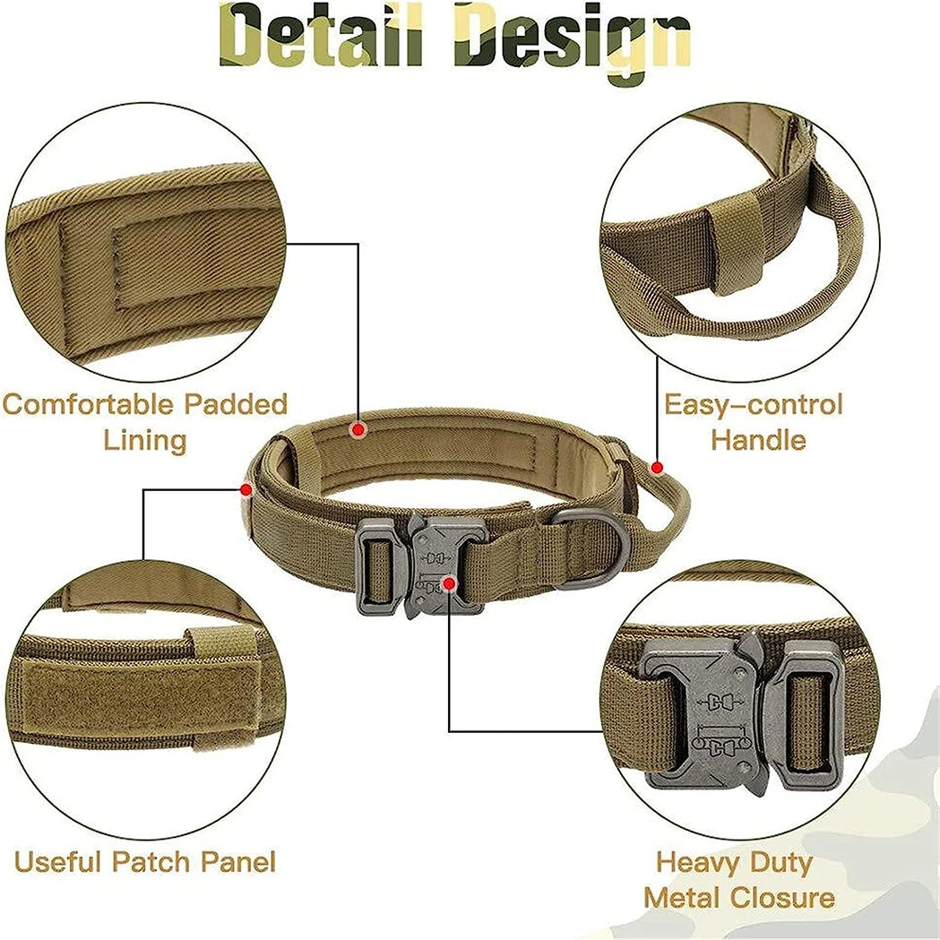 Tactical Dog Leash Collars  Adjustable Nylon Military Dog Collar Leads For Medium Large Dogs German Shepherd Training Hunting