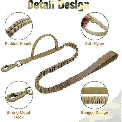 Tactical Nylon Dog Collar With Leash Adjustable For Medium To Large Dogs