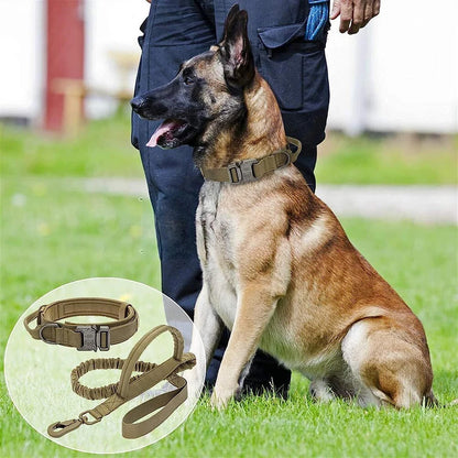 Tactical Nylon Dog Collar With Leash Adjustable For Medium To Large Dogs