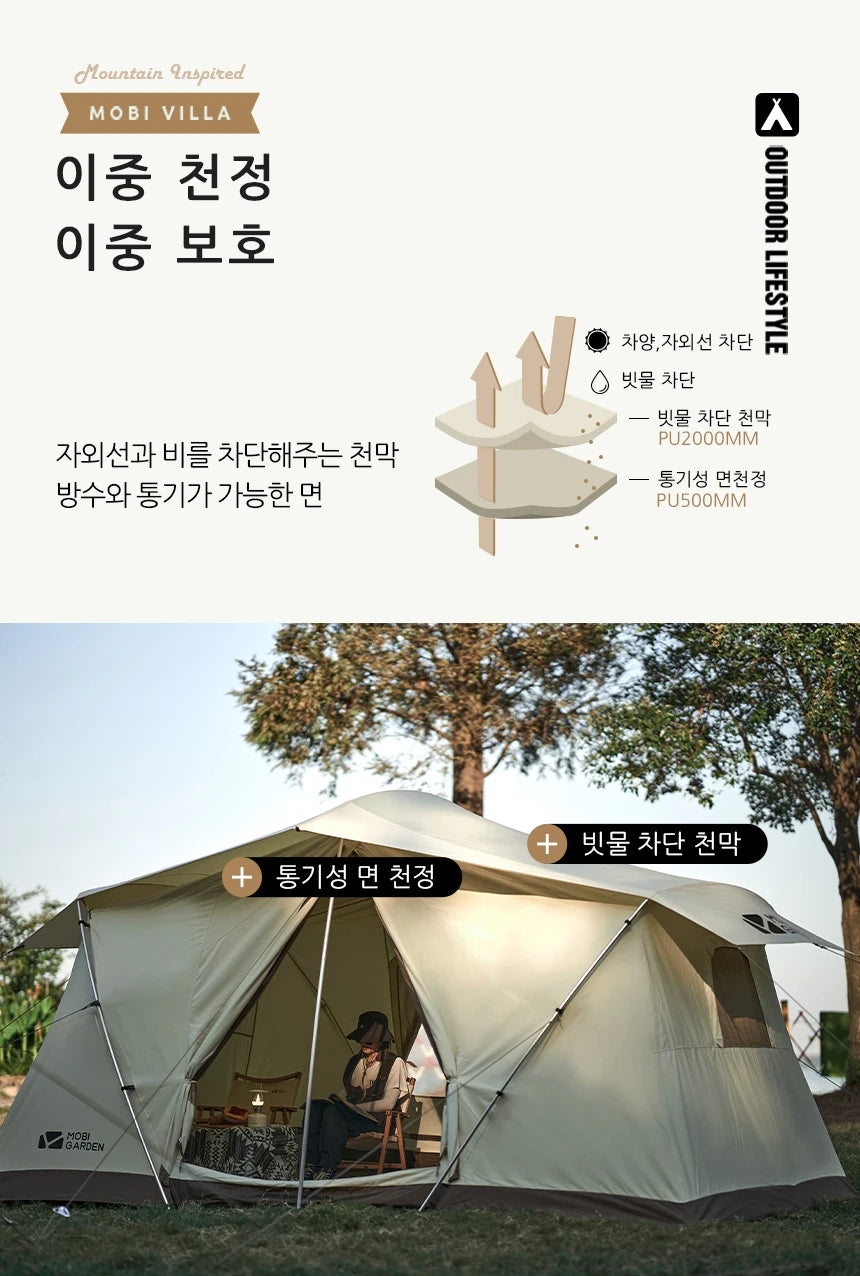 Cotton Camping Tent, Three to Four-Person, Waterproof
