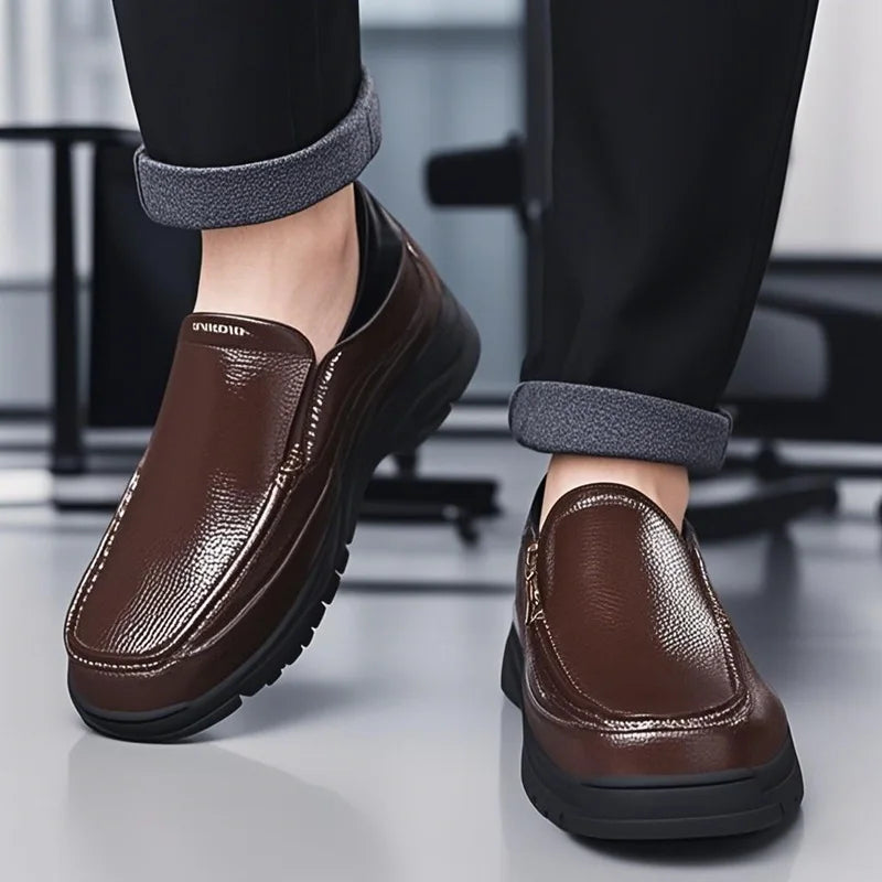 Mens Slip On Casual Loafers With Bonded Leather Upper Rubber Sole